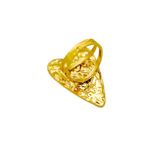 Superbe bague ornée d'un cœur, réalisée entièrement en titane inoxydable trempé or jaune, collection JARDIN SECRET. AIFEE Jewelry, bijoux fins.