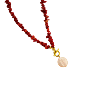 Collier OCEANE rouge, collection LES ROUCHEUSES par aifee jewelry